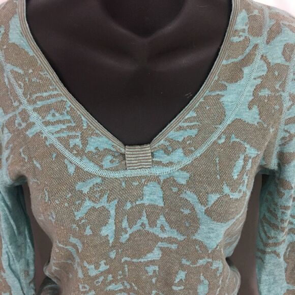 Nic+Zoe blue beige floral v-neck sweater small - Picture 4 of 6
